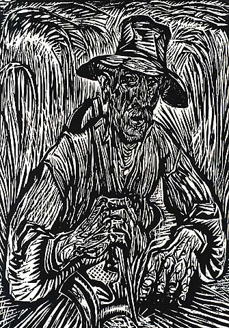 De Zichter  (Harvester) - JOHAN DIJKSTRA - woodcut