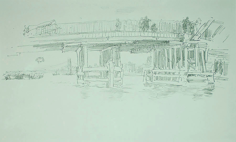 Old Battersea Bridge - JAMES A. MCNEILL WHISTLER - lithograph