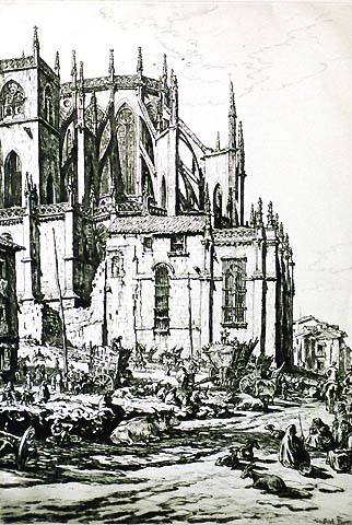 The Apse, Leon Cathedral, Spain (2nd plate) - MUIRHEAD BONE - drypoint