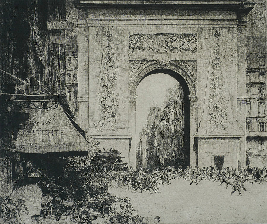 La Porte Saint Denis, Paris - JULES DE BRUYCKER - etching