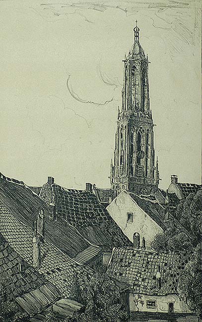 Dutch City View - GERBEN ('GERM') DE JONG - lithograph
